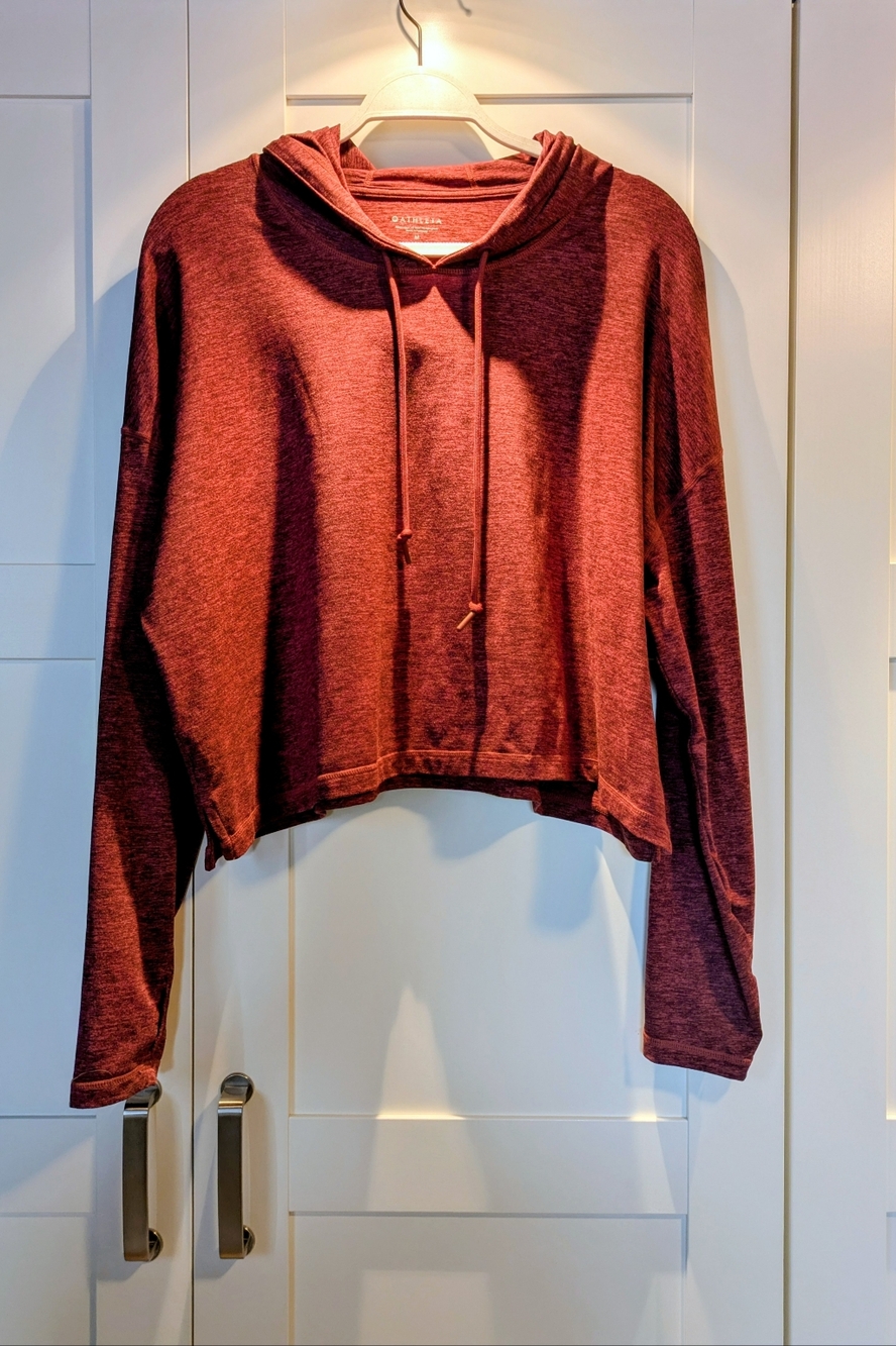 Athleta Marled Wine Red Pullover Hoodie Size Medium